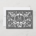 Save The Date Monogramme Rose Inspiré Chalkboard Enregistrer La<br><div class="desc">Un mariage monogramme d'inspiration vintage sauvez la date avec un arrière - plan d'inspiration tableau noir avec des roses à l'avant. Personnalisez le texte à l'arrière.</div>