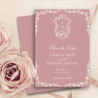 Monogramme rose vif Vintage Mariage de crête