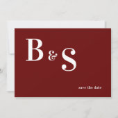Save The Date Monogramme rouge moderne simple QR Code Enregistre (Devant)
