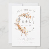 Save The Date Monogramme Rustique Floral Crest Mariage de automn (Devant)