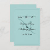 Save The Date Monogramme Script Bleu Mariage initial Enregistrer (Devant / Derrière)
