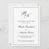 Save The Date Monogramme simple Mariage espagnol élégant (Devant)