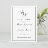 Save The Date Monogramme simple Mariage espagnol élégant (Debout devant)
