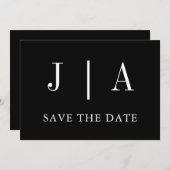 Save The Date Monogramme Simple Moderne Nom Couple Noir Et Blanc (Devant / Derrière)