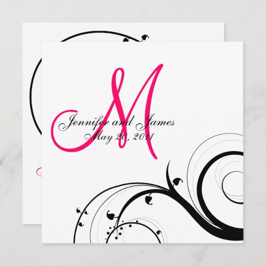 Save The Date Monogramme Swirl Mariage Enregistrer la date Précé (Devant / Derrière)