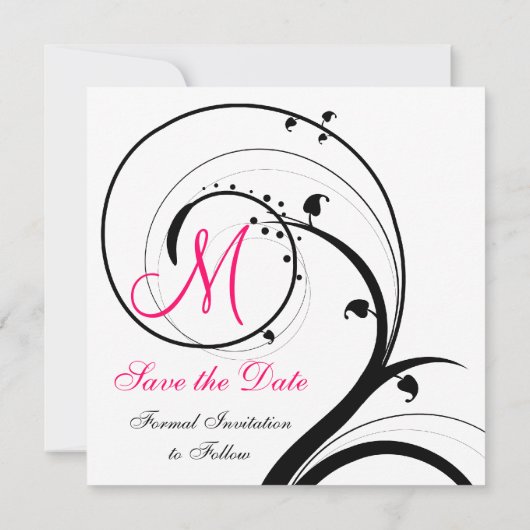 Save The Date Monogramme Swirl Mariage Enregistrer la date Précé (Dos)