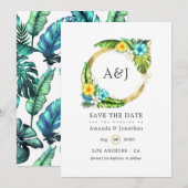 Save The Date Monogramme Tropical Eté Plage (Devant / Derrière)