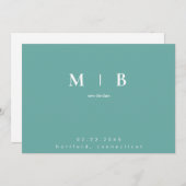 Save The Date Monogramme Turquoise Simple Contemporain (Devant / Derrière)