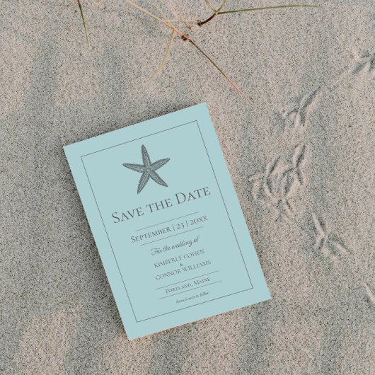 Save The Date Monogramme turquoise Starfish