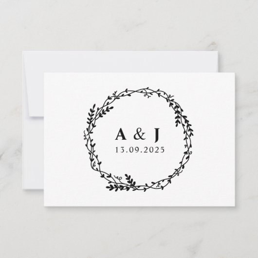 Save The Date Monogrammes floraux minimaux élégants (Devant)