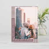 Save The Date Monsieur et Madame Plum Photo Écriture Blanche sur (Debout devant)