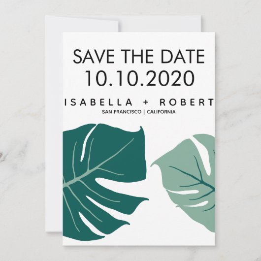 Save The Date Monstera Green | Mariage Enregistrer la date (Devant)