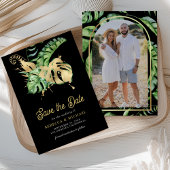 Save The Date Monstera Tropical Palm Photo Mariage noir