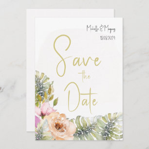 Save The Date Monstère tropicale Boho Floral Aquarelle Art