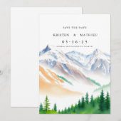 Save The Date Montagne de Calligraphie (Devant / Derrière)