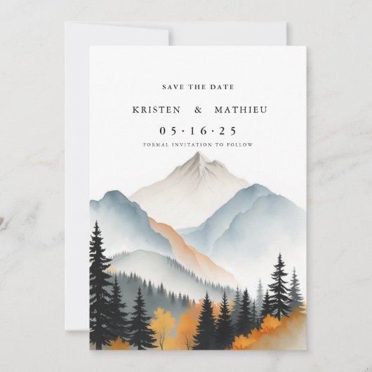 Save The Date Montagne de modification de l'aquarelle (Devant)