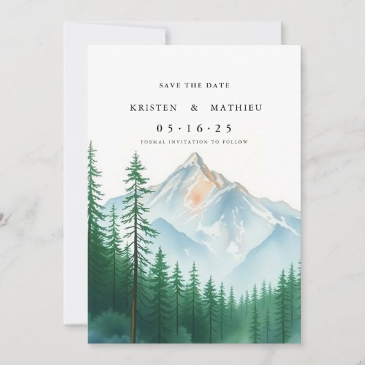 Save The Date Montagne imprimable branchée (Devant)