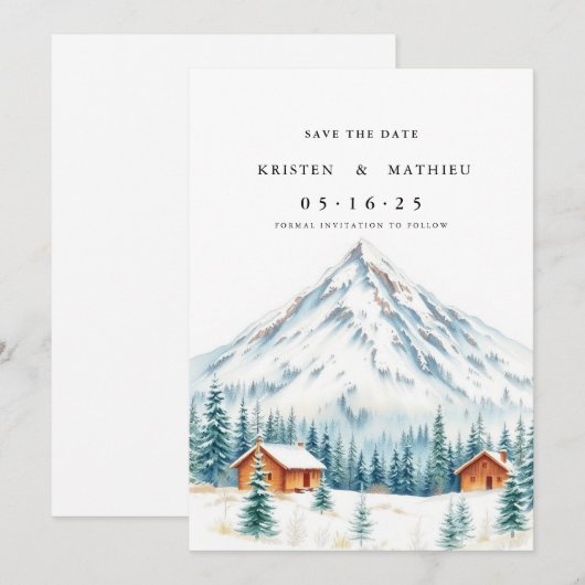 Save The Date Montagne imprimable moderne (Devant / Derrière)