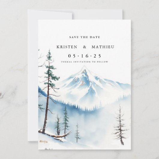 Save The Date Montagne modifiable minimale (Devant)