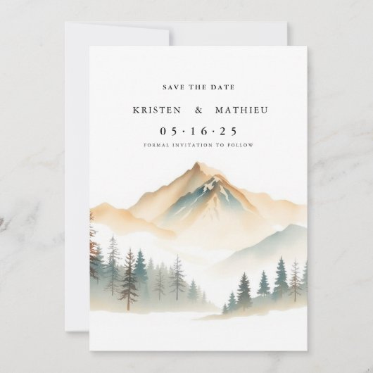 Save The Date Montagne personnalisée Boho (Devant)