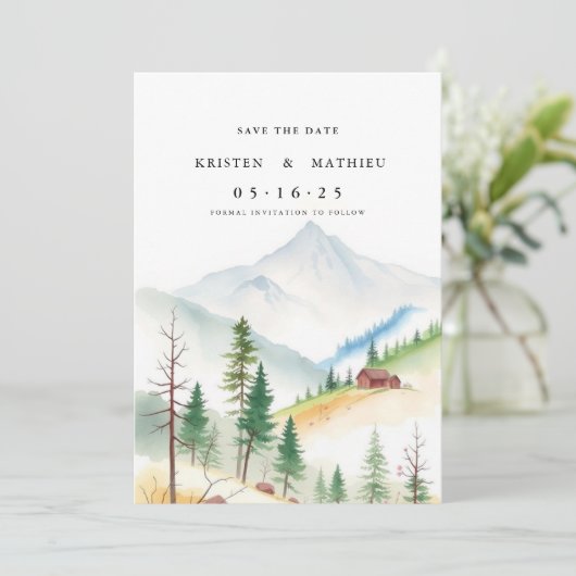 Save The Date Montagne Rustique Modifiable (Debout devant)