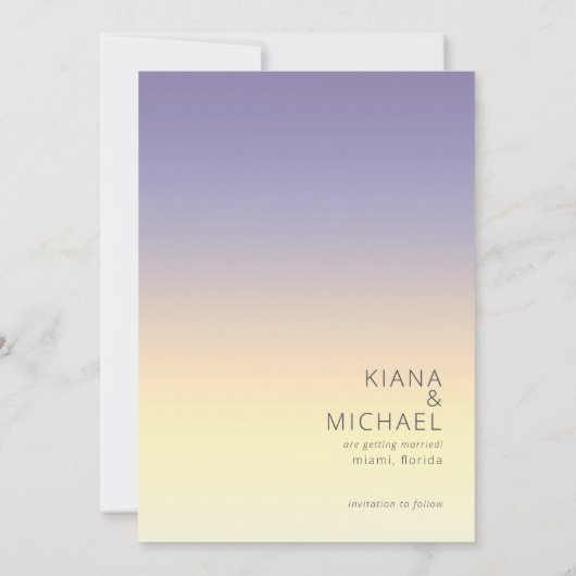 Save The Date Mood Gradient Mariage Indigo Sunset ID741 (Dos)