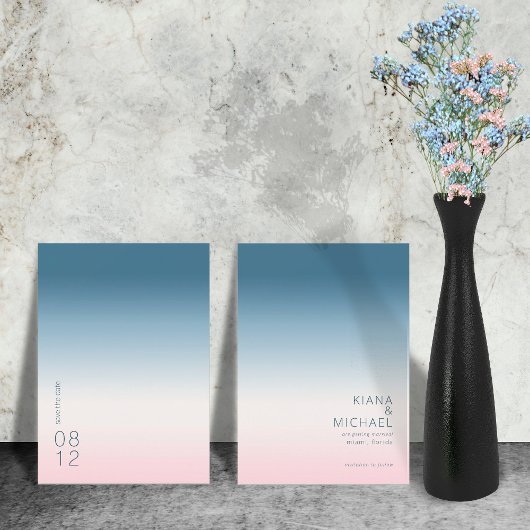 Save The Date Mood Gradient Mariage Prussian Sky ID741