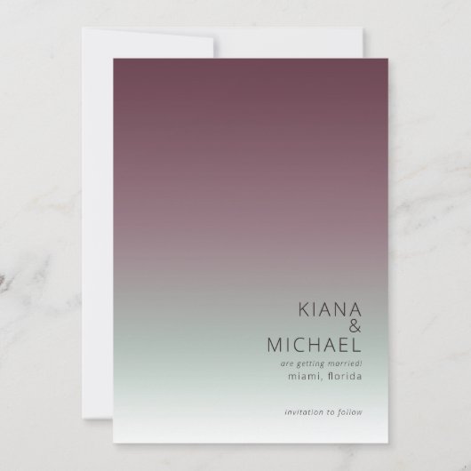 Save The Date Mood Gradient Wedding Burgundy Mist ID741 (Dos)