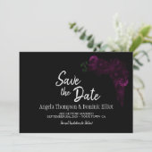 Save The Date Moody Black avec mariage rose floral Enregistrer l (Debout devant)