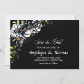 Save The Date Moody Black Floral Mariage (Devant)