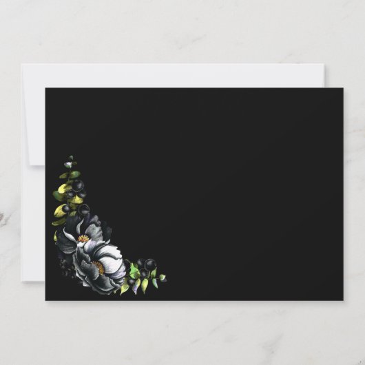 Save The Date Moody Black Floral Mariage (Dos)