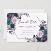 Save The Date Moody Boho | Eggplant Purple Argent Frame Bouquets (Devant)