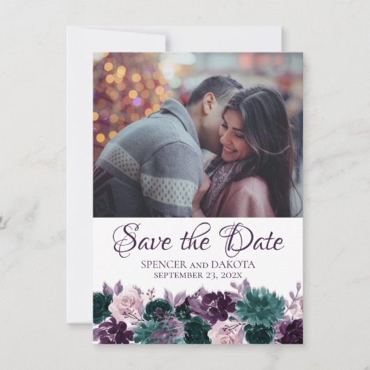 Save The Date Moody Boho | Eggplant Purple Turquoise Garland 2 P (Devant)
