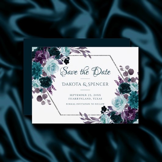 Save The Date Moody Boho | Turquoise Turquoise Dark Floral Maria
