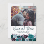 Save The Date Moody Boho | Turquoise Turquoise Purple Floral 2 P (Devant)