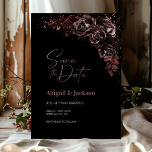Save The Date Moody Chocolate Floral Wedding Enregistrer la date