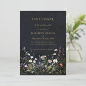 Save The Date Moody Dark Elegant Fleur sauvage romantique Mariag (Debout devant)