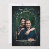 Save The Date Moody Dark Enchanted Forest Arch Mariage photo (Devant)