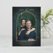 Save The Date Moody Dark Enchanted Forest Arch Mariage photo (Debout devant)