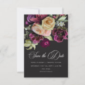 Save The Date Moody Dark Floral Black Burgundy Romantic (Devant)