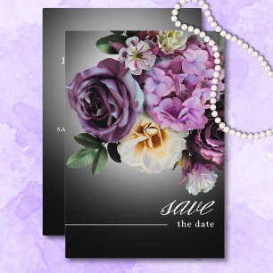 Save The Date Moody foncé minuit violet Mariage de la romance fl