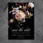 Save The Date Moody foncé Pastel Opulent Floral Mariage noir