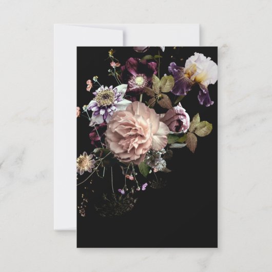 Save The Date Moody foncé Pastel Opulent Floral Mariage noir (Dos)