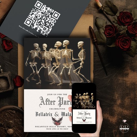 Save The Date Moody Goth Rosewood après le parti QR Code
