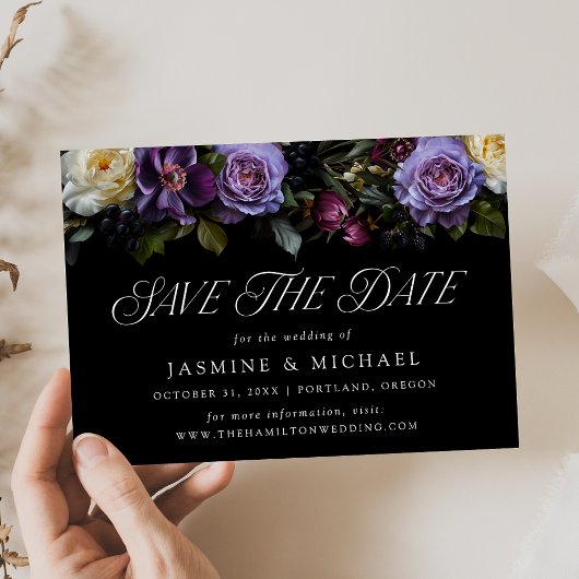 Save The Date Moody Gothic Floral Mariage
