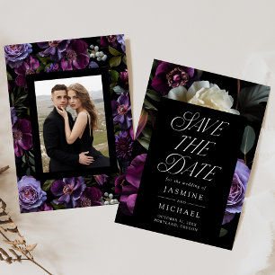 Save The Date Moody Gothic Floral Mariage photo