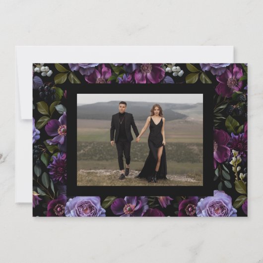 Save The Date Moody Gothic Floral Mariage photo (Dos)