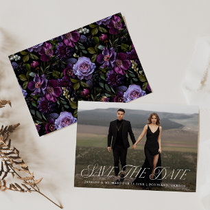 Save The Date Moody Gothic Floral Photo