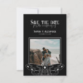 Save The Date Moody gothique photo Mariage noir et blanc (Devant)