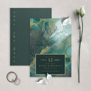 Save The Date Moody Ink Emerald Gold ID Abstrait988